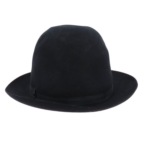 VTG Burberrys Womens Medium M Dark Navy Blue Bowler Derby Hat Made in England main image 5